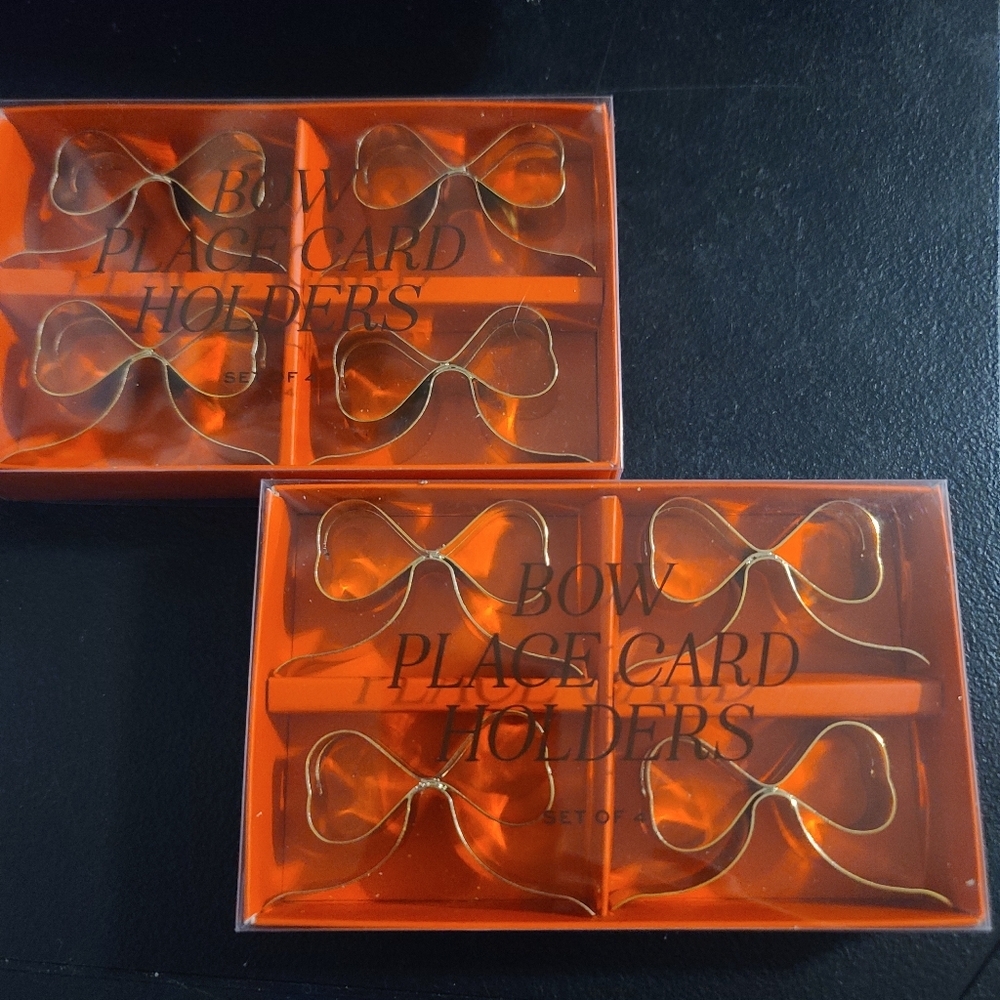 Elegant Gold Bow Place Card Holders (X)